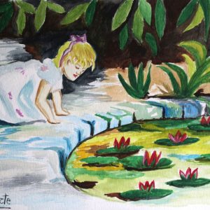 Nena en el estanque